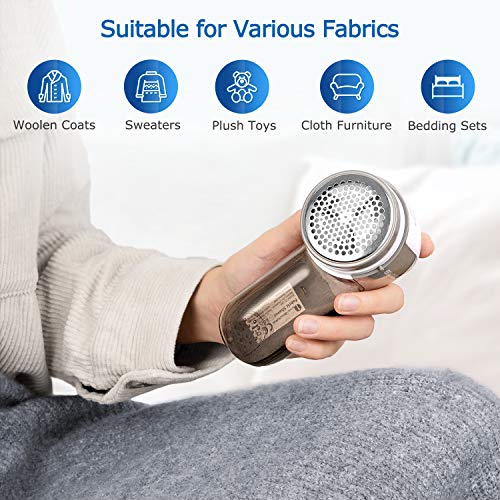 BEAUTURAL Fabric Shaver and Lint Remover, Sweater Defuzzer with 2-Speeds, 2 Replaceable Stainless Steel Blades, Battery Operated, Remove Clothes Fuzz, Lint Balls, Pills, Bobbles