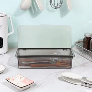 Cabilock Flatware Tray with Lid- Proof Chopsticks Storage Boxes Draining Tableware Organizer Kitchen Cutlery Container Countertop Utensil Holder