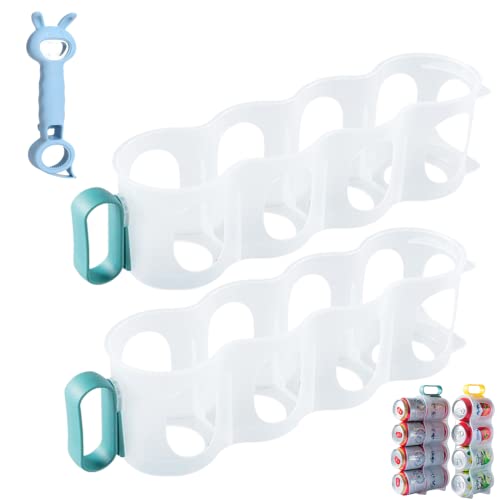 2 Pack Soda Can Organizer,Can Organizer for Refrigerator with Multifunctional Bottle Opener Portable Soda Can Organizer for Refrigerator Can Dispenser for Refrigerator Pantry Kitchen Cabinets