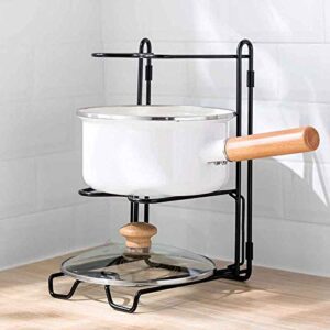 XJJZS 3 Layer Anti-fall Metal Drying Pan Pot Rack Cover Lid Rest Stand Spoon Holder Kitchen Tool (Color : White)