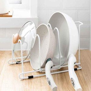 XJJZS 3 Layer Anti-fall Metal Drying Pan Pot Rack Cover Lid Rest Stand Spoon Holder Kitchen Tool (Color : White)