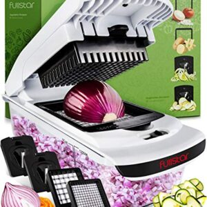 Fullstar Vegetable Chopper - Spiralizer Vegetable Slicer - Onion Chopper with Container - Pro Food Chopper - Black Slicer Dicer Cutter - 4 Blades