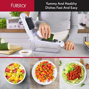 Fullstar Vegetable Chopper - Spiralizer Vegetable Slicer - Onion Chopper with Container - Pro Food Chopper - Black Slicer Dicer Cutter - 4 Blades