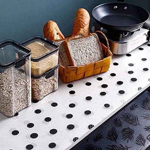 Shelf Liners for Kitchen Cabinets Non-Adhesive - EVA Refrigerator Liners - Drawer Liners for Kitchen - Washable Fridge Shelf Liners - Wire Shelf Liner Dots Design - Kitchen Drawer Liners 17.7 × 47.2