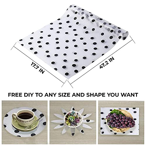 Shelf Liners for Kitchen Cabinets Non-Adhesive - EVA Refrigerator Liners - Drawer Liners for Kitchen - Washable Fridge Shelf Liners - Wire Shelf Liner Dots Design - Kitchen Drawer Liners 17.7 × 47.2