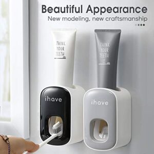 iHave Toothpaste Dispenser Wall Mount for Bathroom Automatic Toothpaste Squeezer (Grey)