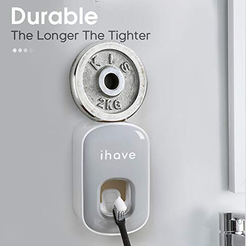 iHave Toothpaste Dispenser Wall Mount for Bathroom Automatic Toothpaste Squeezer (Grey)