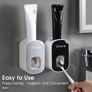 iHave Toothpaste Dispenser Wall Mount for Bathroom Automatic Toothpaste Squeezer (Grey)