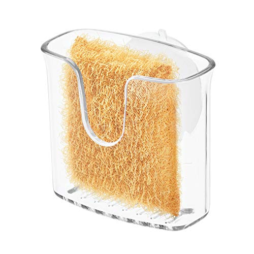 iDesign Vella Sponge Holder, Suction Cup Kitchen Sink Organizer - Clear