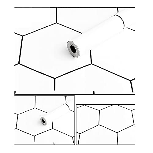 Yifasy Shelf Liner Black Hexagon Self-Adhesive Drawer Paper Furniture Protector Redo Wine Cabinet 118x17.7 Inch