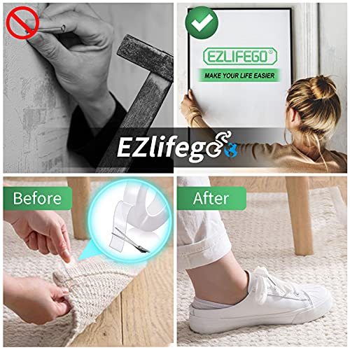 EZlifego Double Sided Tape Heavy Duty, Multipurpose Removable Clear & Tough Mounting Tape Sticky Adhesive, Reusable Strong Wall Tape Picture Hanging Strips Poster Carpet Tape (Extra Large 9.85FT)