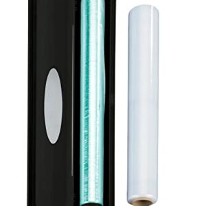 WENKO Plastic, Cling Film Holder, Refillable Aluminum Foil Wrap Dispenser with Slide Cutter for Kitchen Organization, 14.96 x 2.05 x 2.64 in, Black