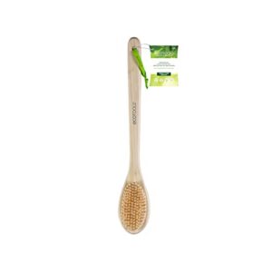 ecotools bristle bath brush, soft but stiff shower bristles, long bamboo handle, gently exfoliating for back & body, stimulates blood circulation, eco-friendly, 1 count