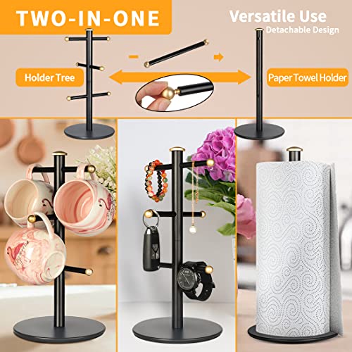 QXLU Mug Holder, Well Made Coffee Mug Tree Rack -Convenient for Organize and Display,Coffee Cup Holder Organizer for Countertop (Classic Black)