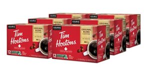tim hortons original blend, medium roast coffee, single-serve k-cup pods compatible with keurig brewers, 72ct k-cups, 6x12ct boxes
