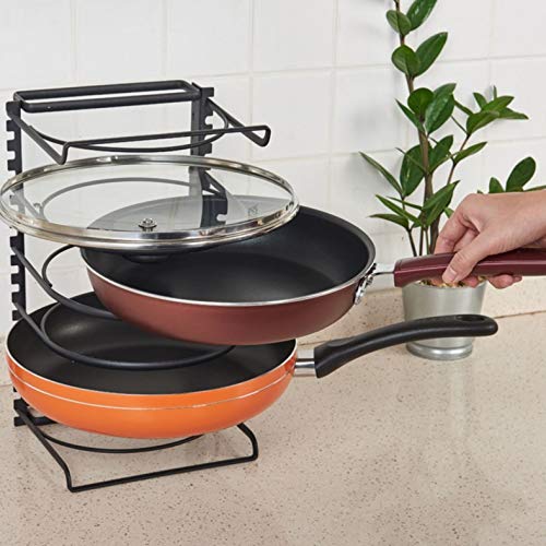 XJJZS Metal Pan Pot Lid Organizer Adjustable Dish Rack Drainer Cutting Board Holder Cookware Stand Holder for Cabinet Storage