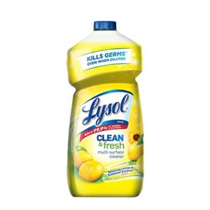 lysol multi-surface cleaner, sanitizing and disinfecting pour, to clean and deodorize, sparkling lemon and sunflower essence, 40 fl oz