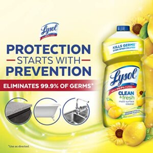 Lysol Multi-Surface Cleaner, Sanitizing and Disinfecting Pour, to Clean and Deodorize, Sparkling Lemon and Sunflower Essence, 40 Fl Oz