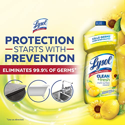 Lysol Multi-Surface Cleaner, Sanitizing and Disinfecting Pour, to Clean and Deodorize, Sparkling Lemon and Sunflower Essence, 40 Fl Oz