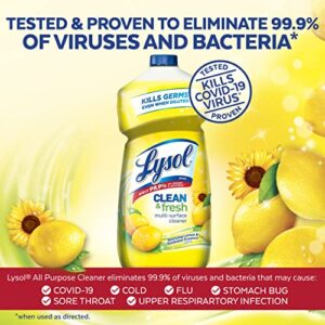 Lysol Multi-Surface Cleaner, Sanitizing and Disinfecting Pour, to Clean and Deodorize, Sparkling Lemon and Sunflower Essence, 40 Fl Oz