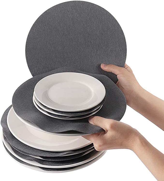 100 pcs set of Plate Protectors, and 4 Different Size, Plate Separators Pads China Storage Dividers Protectors Dish Protectors Pads for Protecting and Stacking Your Cookware. washing instructions.