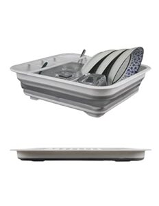 hnzzzm collapsible dish drying rack, convenient storage dishware drain rack drain hole at the bottom suitable for kitchen and station wagon