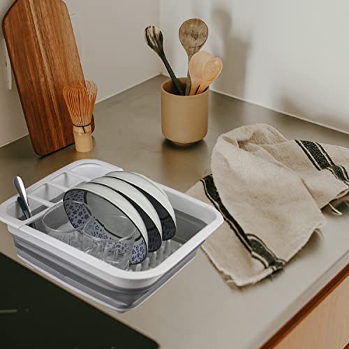 HNZZZM Collapsible Dish Drying Rack, Convenient Storage Dishware Drain Rack Drain Hole at The Bottom Suitable for Kitchen and Station Wagon