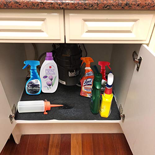 Dossetop Bathroom/Kitchen Cabinet Mat Shelf Bar Tray Drawer Liner Pad (24" x 30")–Under The Sink Organizer Rug, Absorbent/Waterproof/Washable/Lightweight/Cuttable – Protect Cabinet, Contain Liquid