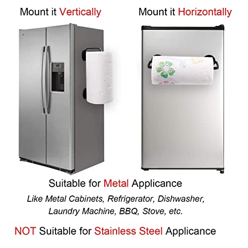 LEVOSHUA Magnetic Paper Towel Holder Paper Towel Rack Tower Bar for Refrigerator, Metal Cabinet，Grill, Garage, Toolbox, Kitchen Black