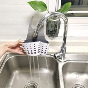 Sink Caddy Sponge Holder with Strap - Adjustable Sink Caddy Silicone Sponge Holder Sink Caddy for Drying Silicone Kitchen Sink Sponge Holder - Suction Cup Sink Caddy Kitchen Sponge Holder