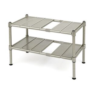 seville classics expandable under-sink shelf with steel perforated panels