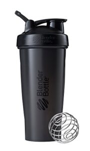 blenderbottle classic shaker bottle perfect for protein shakes and pre workout, 28-ounce, black