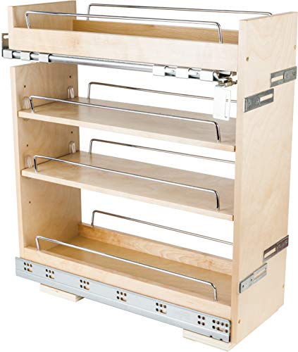 Hardware Resources BPO2-8SC 8-1/2" Base Cabinet Soft-Close Pullout Organizer with No Wiggle Technology to Eliminate Rocking, Pre-Assembled, Adjustable Shelves and Chrome Rails for 12" Base Cabinets