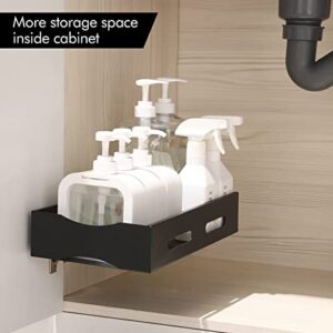 KES Under Sink Storage for Kitchen Bathroom, Pull Out Under Kitchen Sink Organizers and Storage, Space Saving Sliding Under Sink Organizer Matte Black, KPO502B-BK