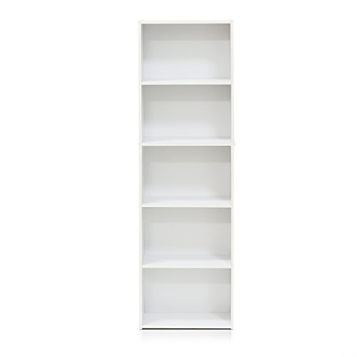 Furinno Luder Bookcase / Book / Storage , 5-Tier, White