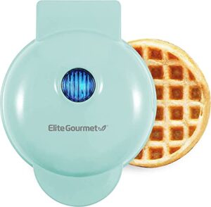 elite gourmet ewm015m electric nonstick mini waffle maker, belgian waffles, compact design, hash browns, keto, snacks, sandwich, eggs, easy to clean, mint
