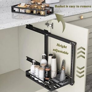 COVAODQ Under Sink Organizers and Storage, Pull Out Sliding Drawers Height Adjustable 2 Tier Under-Sink Organizers with Sliding Drawer Under Sliding Cabinet Basket Organizer for Bathroom Kitchen