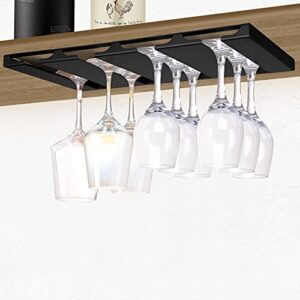 wine glasses rack hanging under cabinet stemware storage hanger with 4 rows metal bar shelves for kitchen restaurant cabinets shelf – fits from 1.1 to 3.4 inch base of goblet hg617