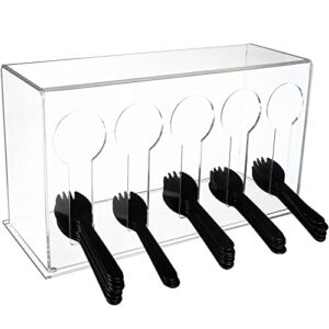 acrylic utensil dispenser cutlery organizer 5 compartment plastic silverware holder utensil display holder caddy for chopsticks knife spoon and fork cutlery storage for kitchen restaurant countertop