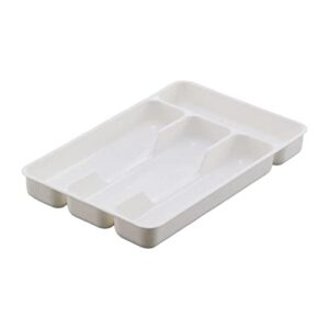 milageto cutlery tray multifunction fittings with 4 compartments organizer cutlery storage box for flatware silverware stationery kitchen drawer , white
