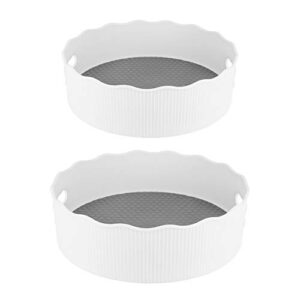 wake infin lazy susan turntable cabinet organizer 2 pack dual size 12″ and 9″ non-skid pad with bin and handles rotating spice rack storage for kitchen