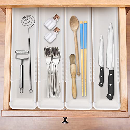 5 Pack Expandable Drawer Organizer for Utensils Holder, Adjustable Cutlery Tray, Drawer Dividers Organizer for Silverware, Flatware, Knives in Kitchen, Bedroom, Living Room (M)