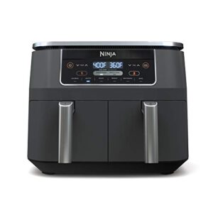 ninja dz201 foodi 8 quart 6-in-1 dualzone 2-basket air fryer with 2 independent frying baskets, match cook & smart finish to roast, broil, dehydrate & more for quick, easy meals, grey