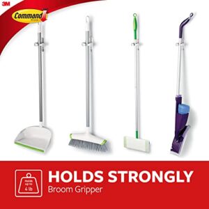 Command Broom and Mop Grippers Wall Hook, Damage Free Hanging Wall Mount Broom and Mop Holder, No Tools Household Cleaning Organizer for Living Spaces, 3 Hangers and 6 Command Strips