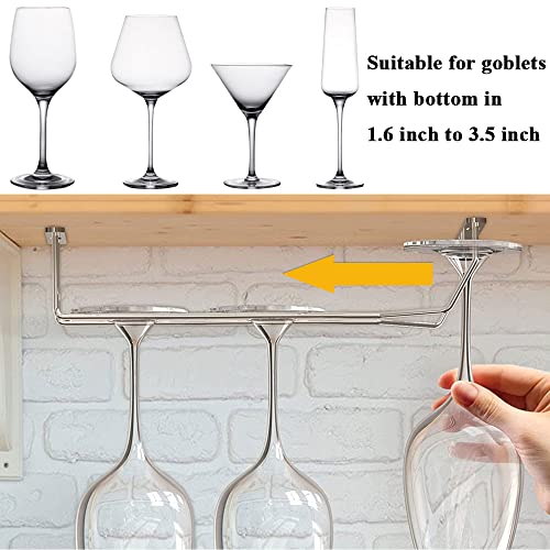 Junvaia 3 Pack Wine Glass Rack, Under Cabinet Wine Glass Holder, 10.6" Stemware Rack Hanging Wine Rack Anti-rust Chrome Plating Metal Organizer Glasses Storage for Bar Kitchen Wine Rack Under Cabinet