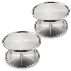 starvast 2 pack 2-tier stainless steel lazy susan turntable 10 inch 360-degree lazy susan spice rack organizer for kitchen cabinet, countertop, centerpiece