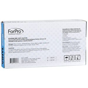 ForPro Disposable Vinyl Gloves, Clear, Industrial Grade, Powder-Free, Latex-Free, Non-Sterile, Food Safe, 2.75 Mil. Palm, 3.9 Mil. Fingers, Medium, 100-Count