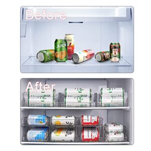 Soda Can Dispenser, 2 Layer Automatic Clear Water Bottle Storage Stackable Refirgerator Organizer Bins,Foood Storage Dispensers for Freezer Cabinet Countertops Fidge Kicchen (2 Layer Can Dispenser)