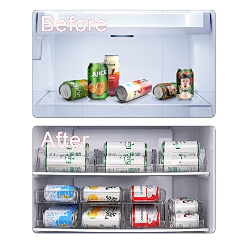 Soda Can Dispenser, 2 Layer Automatic Clear Water Bottle Storage Stackable Refirgerator Organizer Bins,Foood Storage Dispensers for Freezer Cabinet Countertops Fidge Kicchen (2 Layer Can Dispenser)