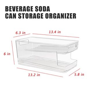 Soda Can Dispenser, 2 Layer Automatic Clear Water Bottle Storage Stackable Refirgerator Organizer Bins,Foood Storage Dispensers for Freezer Cabinet Countertops Fidge Kicchen (2 Layer Can Dispenser)